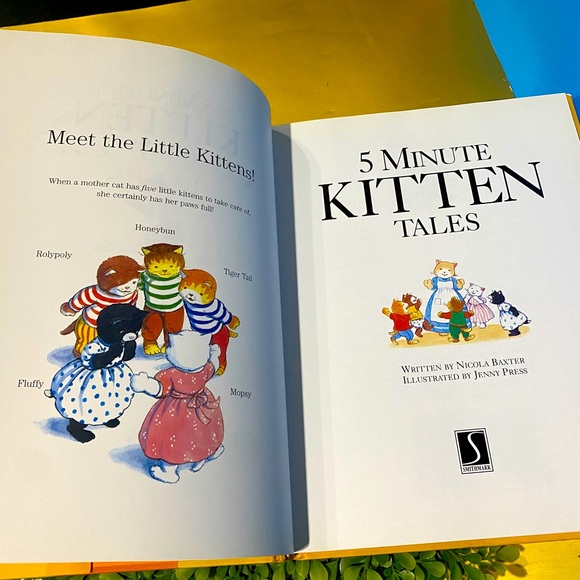 5 MINUTE KITTEN TALES VTG 90s HARDCOVER BOOK & DUST JACKET 80p 12”x9.5” LIKE NEW - Picture 3 of 16